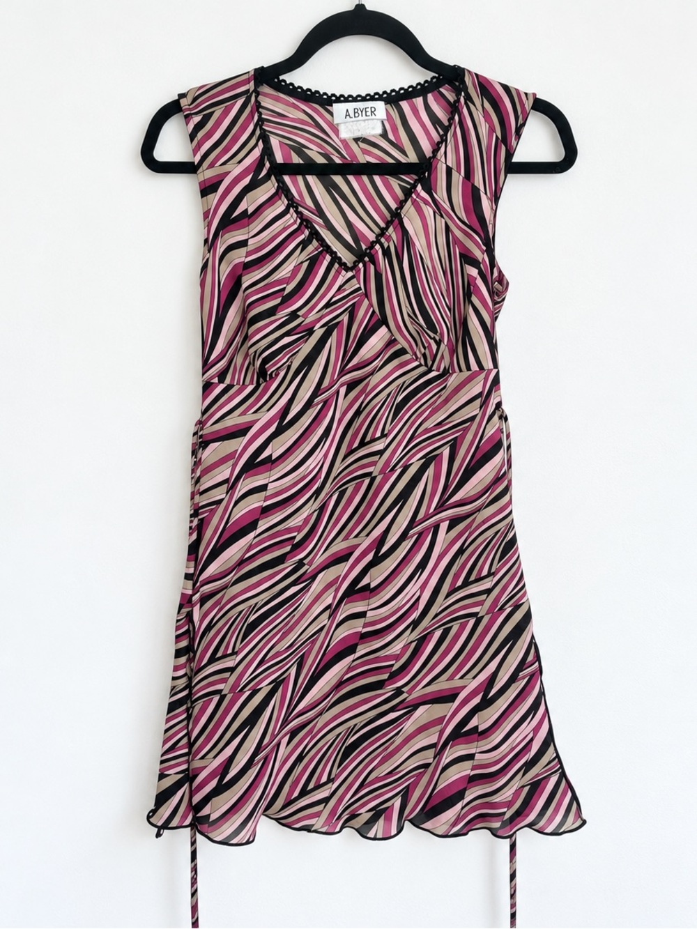 Vintage Y2K A. Byer Pink Abstract Swirl Mini Dress Medium